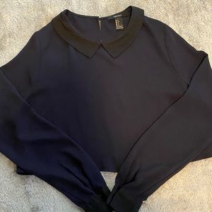 Navy Forever 21 Collared Top